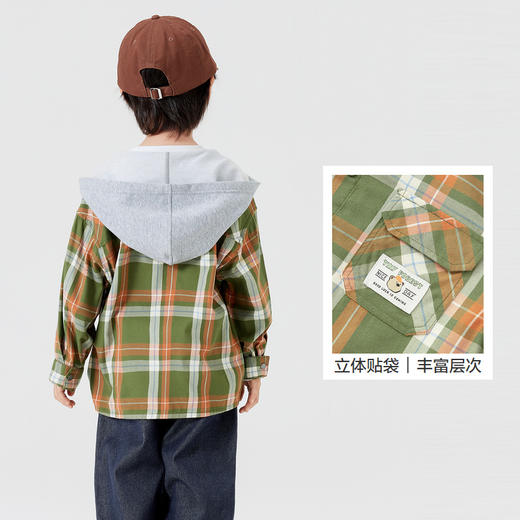 巴拉巴拉童装儿童外套格子宽松连帽上衣男童小童秋装户外休闲时尚 商品图3