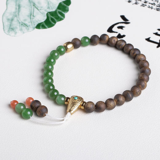 xy0431沉香+碧玉半山半水手串 商品图2