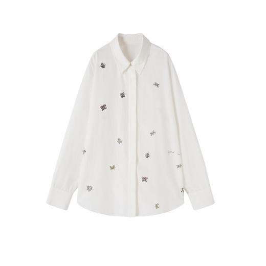 谜底衬衣长袖女2025秋季新品通勤垂顺蜜蜂绣花宽松衬衫253GC1171 商品图4