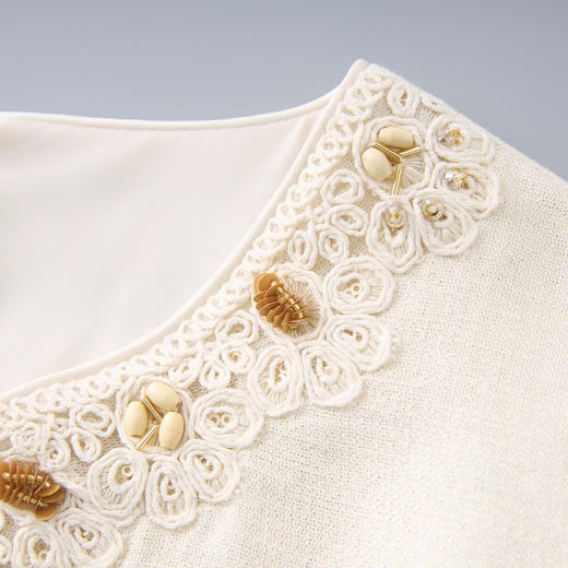 「高货wl 」全新升级【铂金会员358/天猫479/差价121】(73230)洛诗琳气质矜贵钉珠刺绣连衣裙2025夏季天丝麻小V领裙子 商品图2