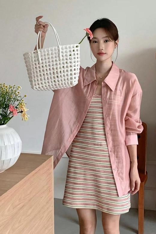 SUMMER & SAGE 粉色条纹吊带防晒套装 20908 商品图2