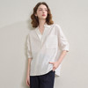 气质V领通勤白衬衫女夏季斜门襟设计感百搭显瘦短袖衬衣V0850322 商品缩略图3