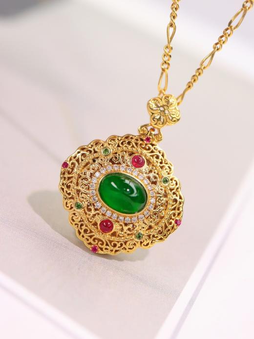 1ct蛋面素面祖母绿吊坠 商品图0