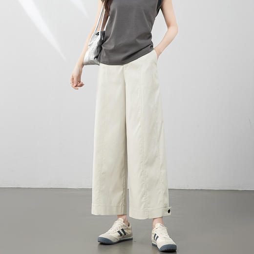 「自」全新升级【铂金会员220/天猫289/差价69】(75957)洛诗琳设计感窄版阔腿裤2025夏季新款宽松显瘦百搭直筒裤女75957 商品图3