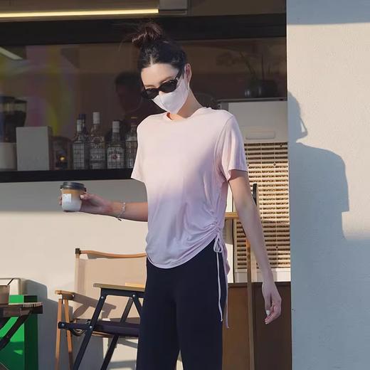 跃牌【周游世界系列】春夏新款瑜伽服女天丝桑蚕丝复古上衣弹力运动休闲短袖T恤TP0866 商品图2