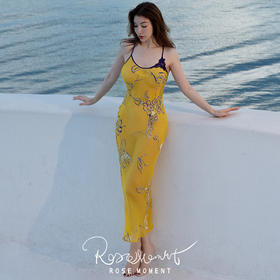 烂花绡露背真丝长裙睡袍轻盈微透 DD242