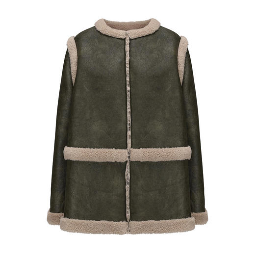 【绒绒苔原】A字斗篷式仿皮毛一体中长款外套 商品图4