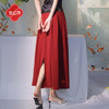 逸红颜炽缇2025夏新品轻盈度假浪漫红裙后开叉大摆裙松紧腰半身裙 商品缩略图4