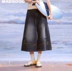 马得工地/MDGDDK252210/海岛元素绣花七分牛仔裤 商品图0