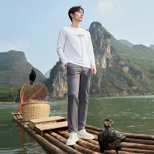 【3A抗菌】柒牌长袖T恤男2025春季新款时尚休闲字母印花圆领上衣128T71840 商品图3