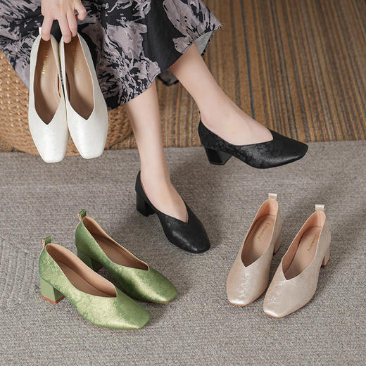 Bileinvlang新中式缎面提花单鞋合集｜缎面提花显贵气，舒适软底好搭配 商品图1