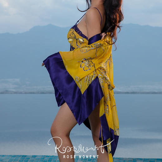 勾勒身材曲线的性感烂花绡盘花前开叉吊裙 DD541 商品图4