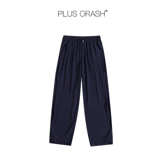 PLUS CRASH夏季松弛感老钱风百搭复古中式垂感抽绳直筒休闲长裤 商品图3