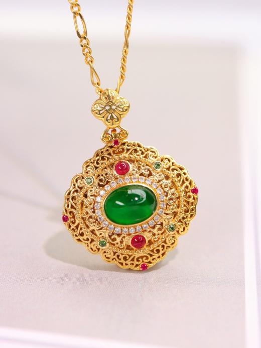 1ct蛋面素面祖母绿吊坠 商品图2