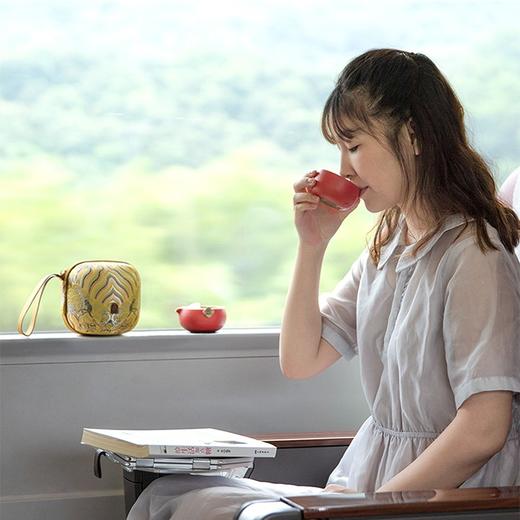 万仟堂（Edenus）旅行茶具 高档快客杯陶瓷套装一壶一杯女性便携包送礼 事事如意A 朱漆釉（升级版） 商品图8