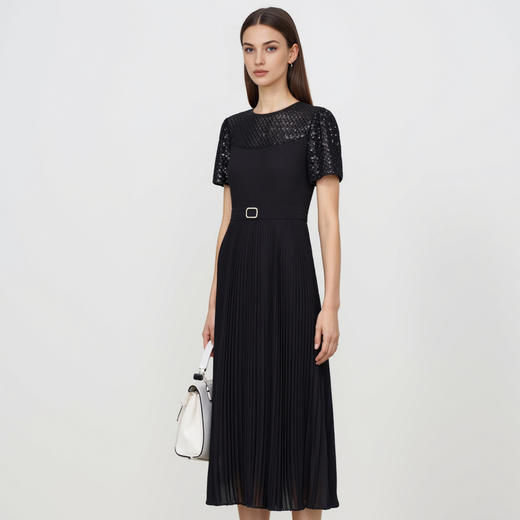 EITIE爱特爱夏季新款气质优雅设计感百褶无袖礼服连衣裙7877508 商品图3