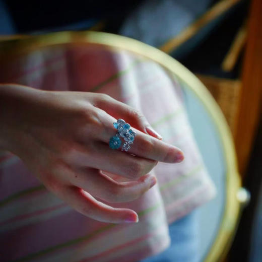 龢盒原创 银镶托帕石蝴蝶兰耳环戒指套装 商品图3