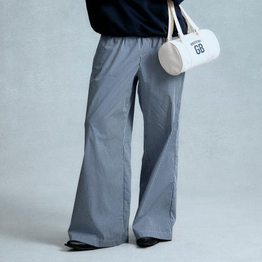 GOODBAI logo印花收腰抽绳薄料阔腿休闲裤 商品图0