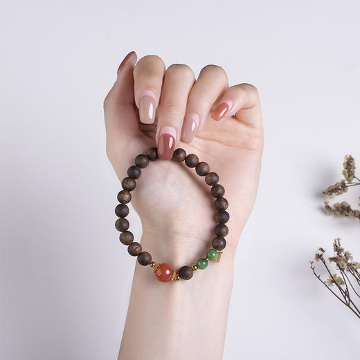 xy0440沉香+南红碧玉纳福手串 商品图6