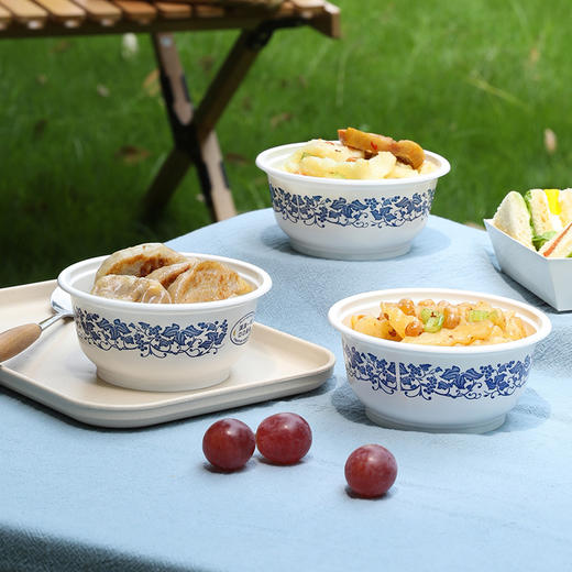 【批发】美丽雅一次性餐碗圆形青花碗360ml 20个/组 商品图3