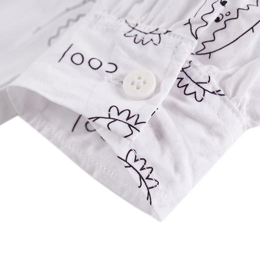 【辛巴娜娜】simbanana男童白色涂鸭衬衫春秋季儿童薄款衬衣炸街痞帅洋气上衣 商品图4