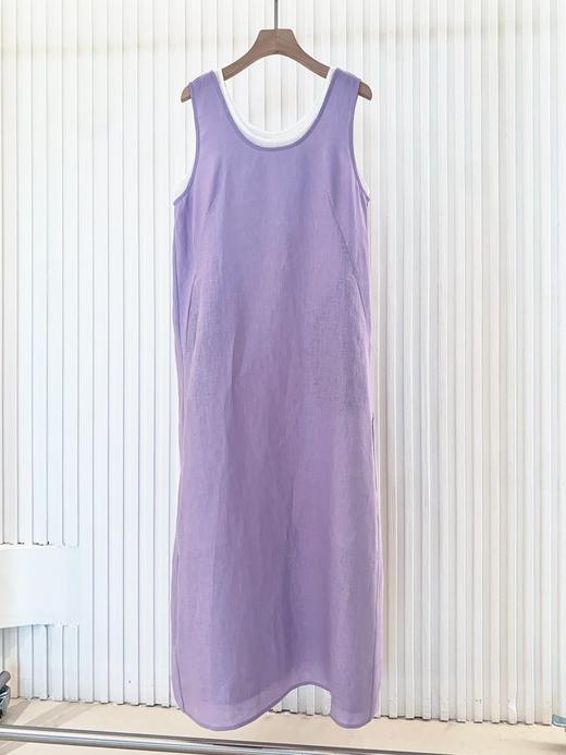 【高品质私服】【IC粉紫亚麻平纹两件套连衣裙】如蝉翼般轻透贴肤，尽显独特东方美感，营造出利落又适宜的春夏氛围G1474-CC【无标出货 介意慎拍】 商品图10