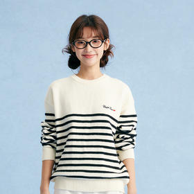 笛莎Deesha青少年女童毛衫2025秋季女童条纹圆领套头毛衣