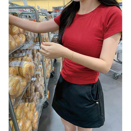 【YW】无忧购粉色速干工装半身裙女夏季2025新款显瘦冰丝a字短裙防走光包臀裙2416（截单后3-5天发货） 商品图7