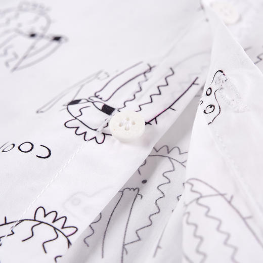 【辛巴娜娜】simbanana男童白色涂鸭衬衫春秋季儿童薄款衬衣炸街痞帅洋气上衣 商品图2