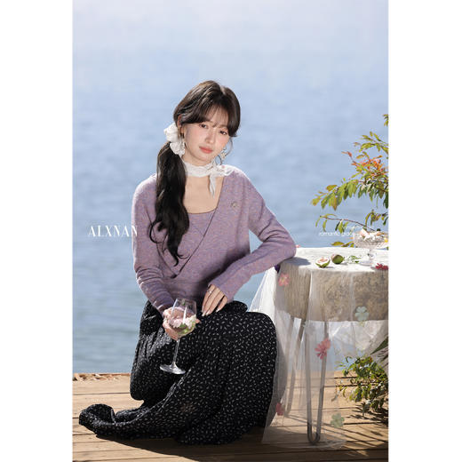 【65折秒杀】鹿向南「雨后小苍兰」香芋紫针织衫女春季新款设计感小众上衣背心L52981DD 商品图2