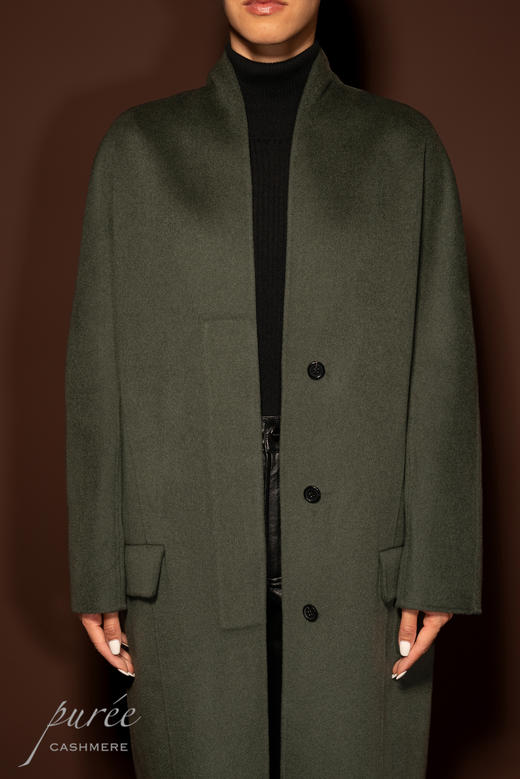 #0929「INVISIBLE LAPEL COAT」85% WOOL 15% CASHMERE 弧形领隐形前扣大衣 商品图3
