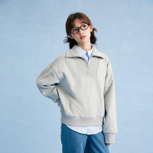 笛莎Deesha青少年女童卫衣2025秋季女童刺绣翻领拉链卫衣 商品图3