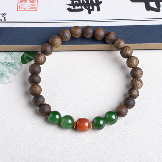 xy0438沉香+南红碧玉素雅手串 商品图3