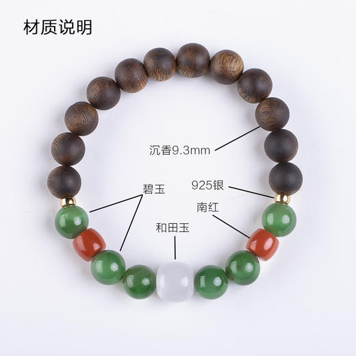 xy0439沉香+白玉碧玉国风手串 商品图9