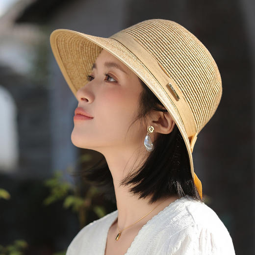 春夏蝴蝶结大檐草帽防晒休闲简约渔夫帽日系优雅遮阳帽A5-1-M2997 商品图1