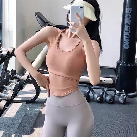 跃牌【化蝶双飞】系列U型透气运动背心螺纹健身上衣健美瑜伽美背无袖跑步内衣女TM0078 商品图1