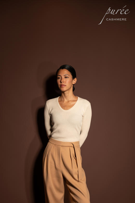 #1970「RIBBED BASICS - DEEP U」 55% SILK 45% CASHMERE 精纺丝羊绒罗纹打底-深圆领 商品图2