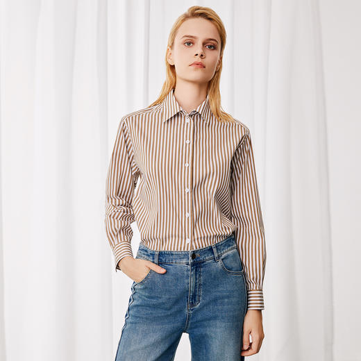 EITIE爱特爱秋季新款条纹通勤简约显瘦衬衫7909607 商品图3