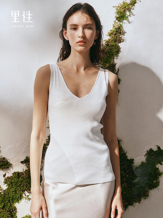 里性 LIVARY MIO  晨曦 dawn 两穿无袖针织微透不对称设计真丝背心 商品图0