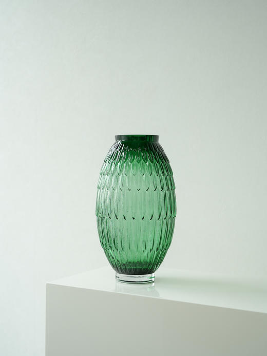 简约摆件器水晶玻璃插花现代高级花瓶ins水培透明风小口径法式晶尊法式菱形花瓶低款小号29cm（透明）羽毛花瓶大号37cm（绿色） 商品图5