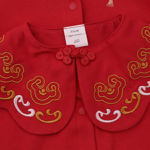 棉果果秋季新品女童中国红中国风连体衣M322722225479 商品图4