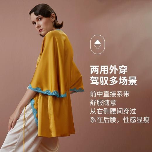 里性 LIVARY MIO 宣言 性感蕾丝真丝睡袍复古晨袍家居服 商品图3