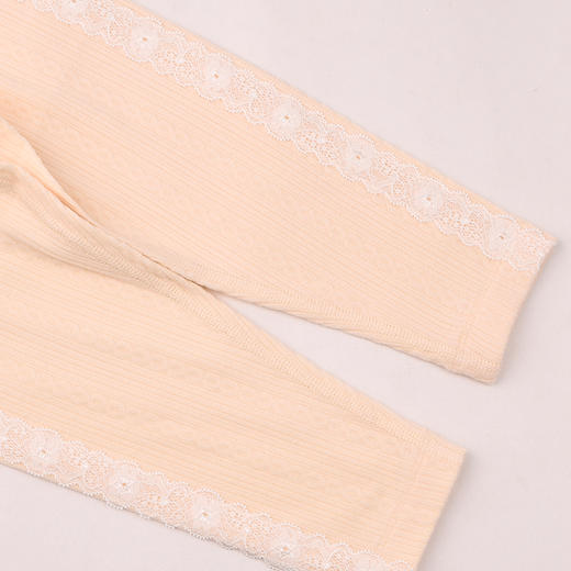 棉果果秋季新品女童奶油色针织提花打底裤M322206225445 商品图2