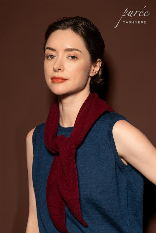 #1951 「CASHMERE BANDANA」 100% CASHMERE  羊绒华夫格三角巾 商品图3