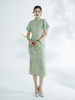 荷言GL 雅颂 浅绿色波点提花旗袍 拼接真丝波浪袖 商品缩略图1