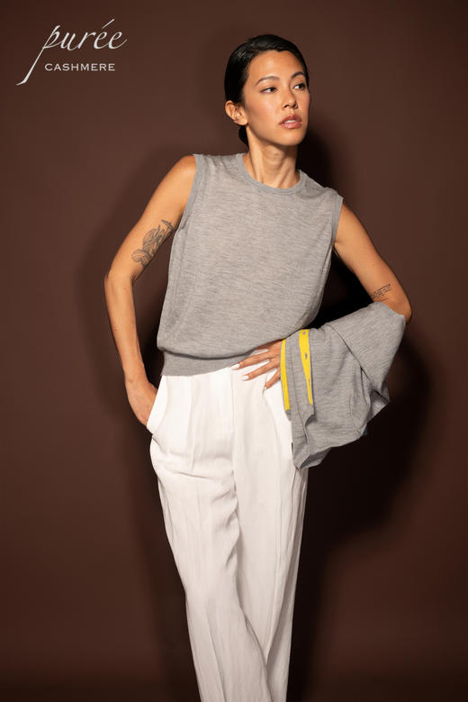 #1979/1981「PETITE SET」 100% WORSTED CASHMERE 精纺羊绒小套装-小开衫和背心 商品图4