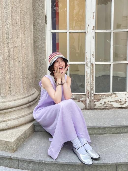 【高品质私服】【IC粉紫亚麻平纹两件套连衣裙】如蝉翼般轻透贴肤，尽显独特东方美感，营造出利落又适宜的春夏氛围G1474-CC【无标出货 介意慎拍】 商品图4