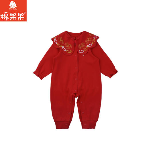 棉果果秋季新品女童中国红中国风连体衣M322722225479 商品图1