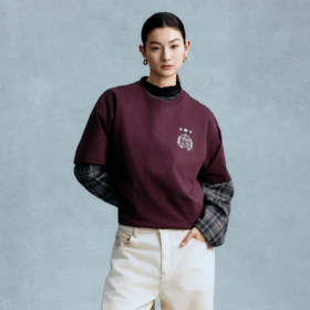 GOODBAI 学院组合logo印花圆领oversize短袖T恤