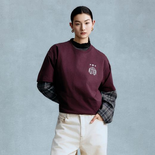 GOODBAI 学院组合logo印花圆领oversize短袖T恤 商品图0